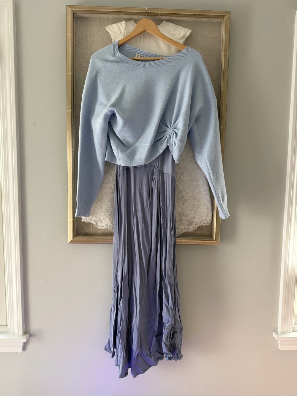 Anthropologie Twofer Light Blue Knotted Maxi Dress - Picture 2 of 3